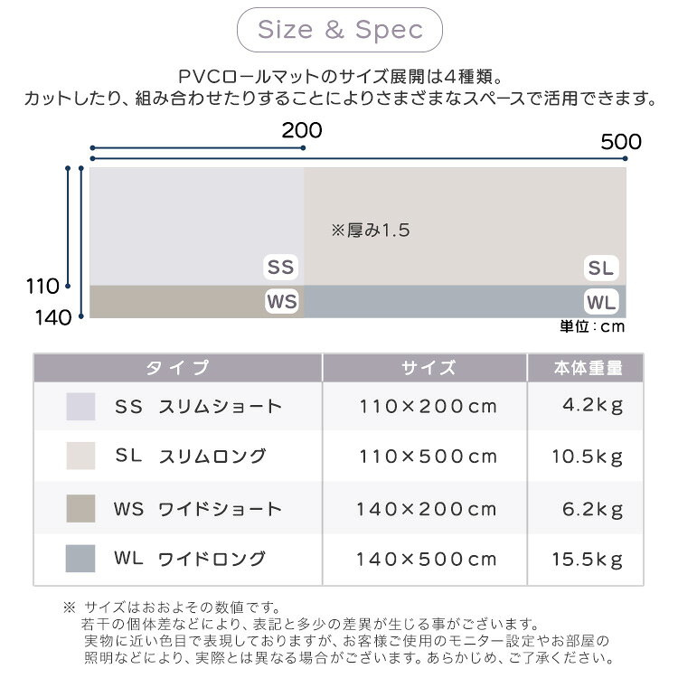 クーポン祭り開催中！継ぎ目がない！PVCロールマット　スリムショート（110×200cm...