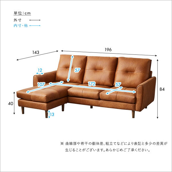 24時間SALE P3倍&300円クーポンレイアウト自由 3人掛け レザーファブリック カウチソファ SHZO [2]