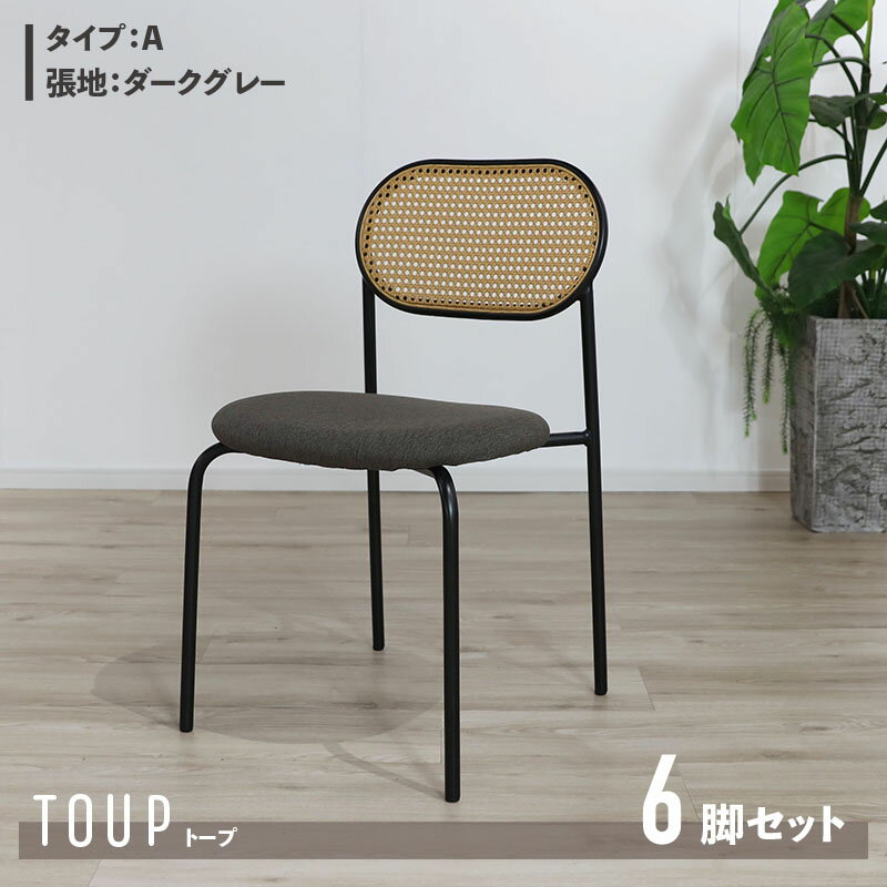 商品名 TOUP 椅子 ダイニングチェアサイズ 幅46×奥行48×高さ79/座面高44.5cm材　料 スチール/ポリエステルベージュ ダークグレー ラタン調 完成品 モダン 食卓椅子 おしゃれ ダイニング 北欧 アジアン ラタン調チェア シンプル カフェ