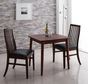 ダイニングセット（テーブル&チェア） 新婚カップル向け ハイバックチェア ダイニング 2人 3点セット(テーブル+チェア2脚) ブラウン W75