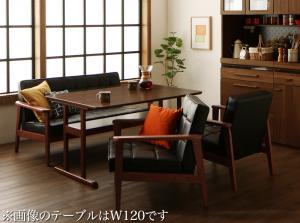 ダイニングセット（テーブル&ソファ） 一家団らんのひとときを彩る レトロモダンソファダイニング 4人 4点セット(テーブル+2Pソファ1脚+1Pソファ2脚) W150
