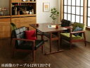ダイニングセット(テーブル&ソファ) 一家団らんのひとときを彩る レトロモダンソファダイニング 4人 5点セット(テーブル+1Pソファ4脚) W150(3)