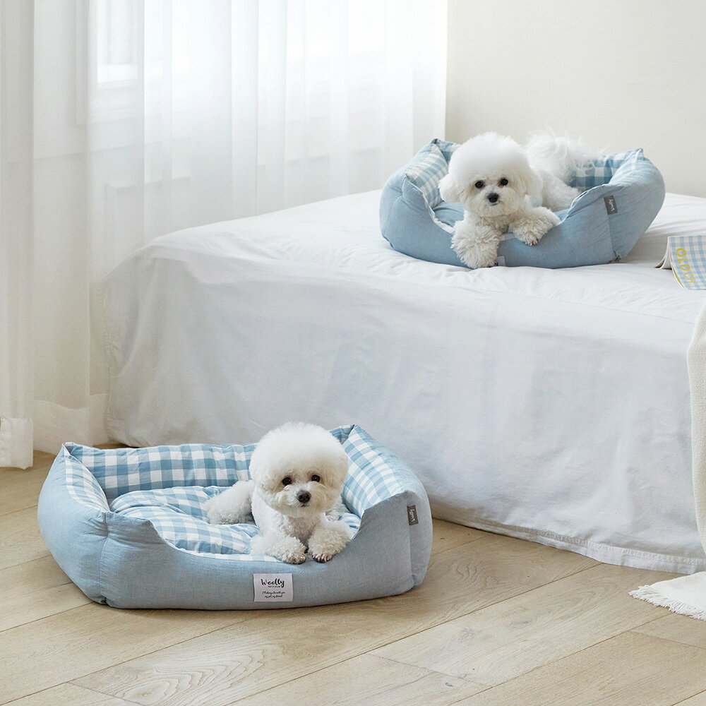 [M/2色] 犬クッション コットンチェックペットベッド ペットクッション 2色展開 犬用ベッド 猫用 ペットソファ ペット用品 ペット用 グッズ ペットハウス 猫ベッド 犬ベッド 犬 猫 ねこ あったかのサムネイル
