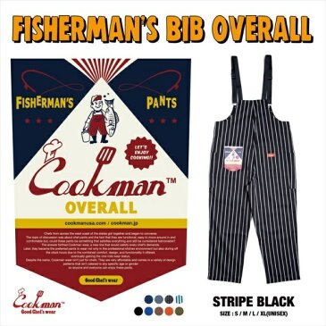 クックマン COOKMAN フィッシャーマンズ ビブ オーバーオール ストライプ ブラック Fisherman's Bib Overall Stripe Black 231-01868 ストリート アメカジ ブランド メンズ 送料無料