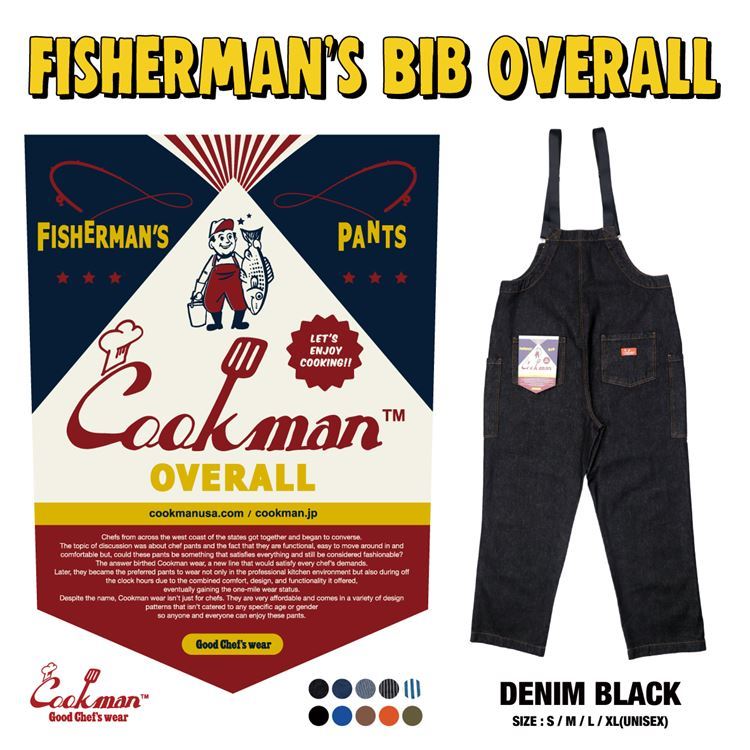 ڸ谷ۥåޥ COOKMAN եå㡼ޥ ӥ С ǥ˥ ֥å Fisherman's Bib Overall Denim Black 231-03854 ȥ꡼ ᥫ ֥  ̵