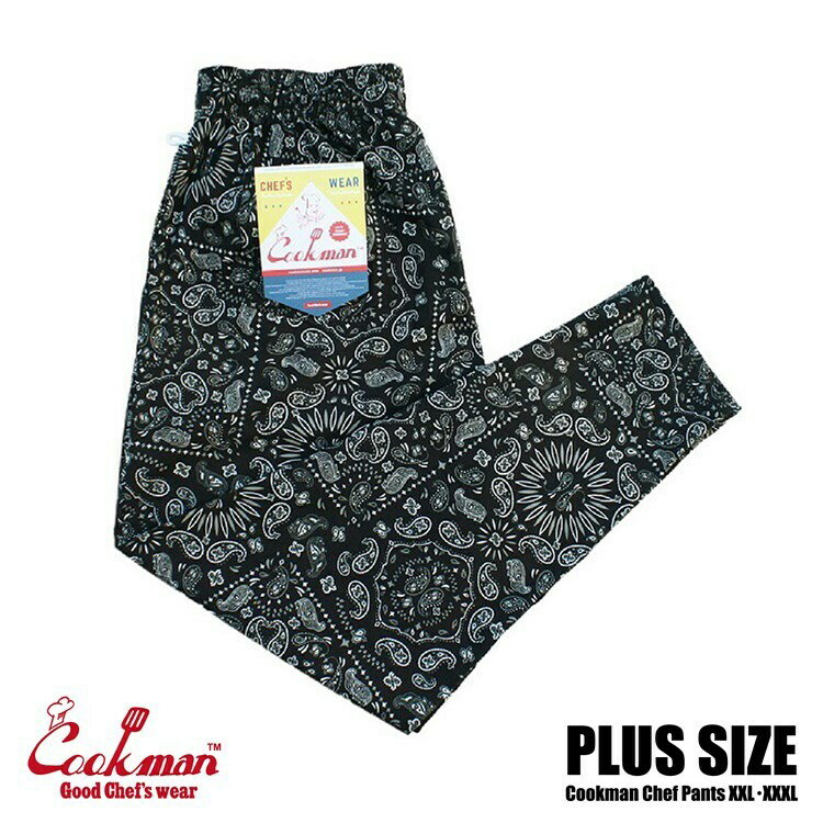 ڸ谷ۥåޥ COOKMAN եѥ Chef Pants Paisley Black Plus Size 231-94873 ӥå ץ饹 ȥ꡼ ᥫ ֥  ̵