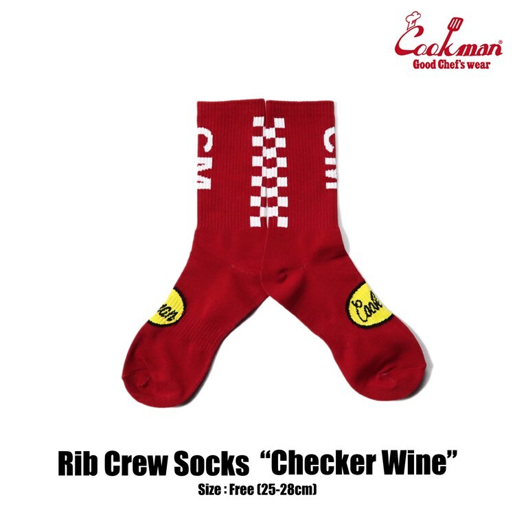 【公式・正規取扱】クックマン COOKMAN ソックス Rib Crew Socks Checker Wine Red 233-21970 ストリート アメカジ ブランド メンズ レディース ユニセックス 男女兼用 送料無料