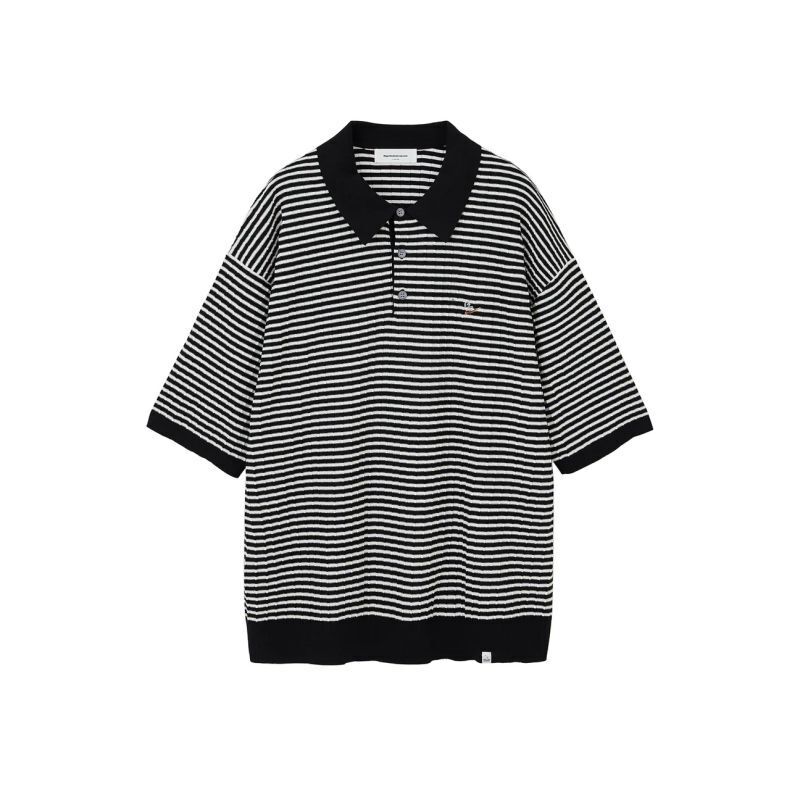 50%OFF【公式・正規取扱】MAGIC STICK マジックスティック MO MONEY MO PROBLEMS KNIT POLO BLACK x WHITE 23SS-MS4-029 ポロシャツ 送料無料