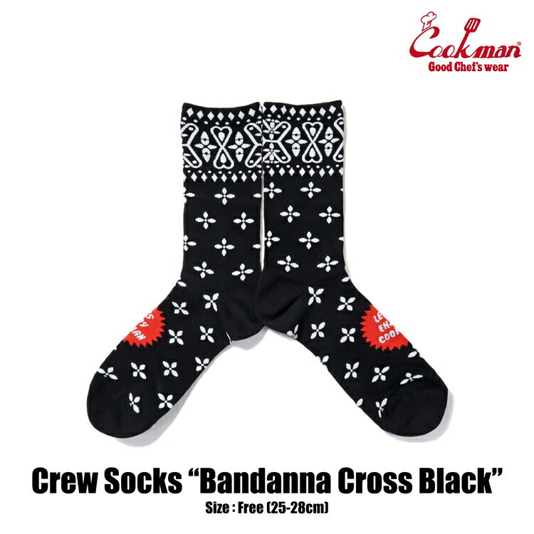 yEK戵zNbN} COOKMAN \bNX Crew Socks Bandanna Cross Black 233-34979 C Xg[g AJW uh Y fB[X jZbNX jp 