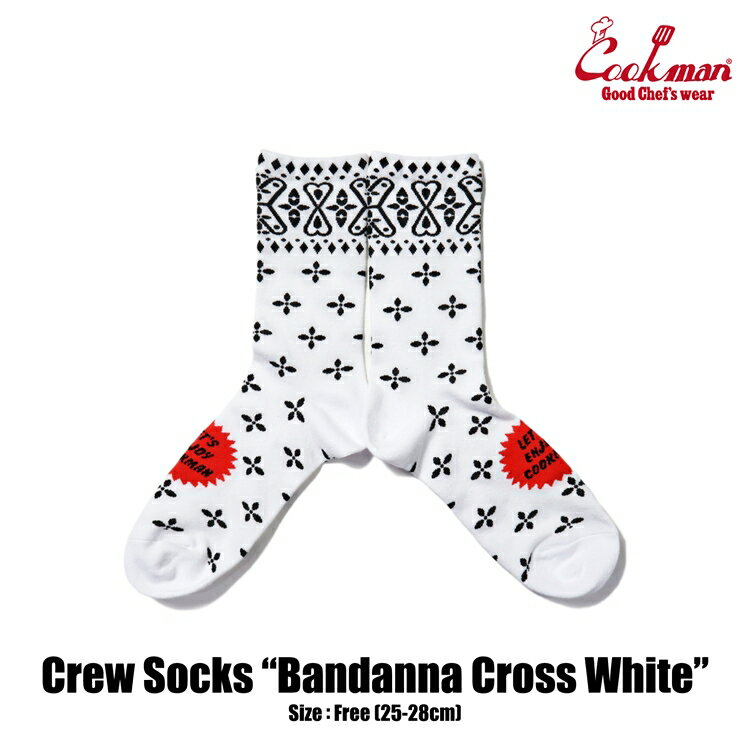 yEK戵zNbN} COOKMAN \bNX Crew Socks Bandanna Cross Whitey 233-34949 C Xg[g AJW uh Y fB[X jZbNX jp 