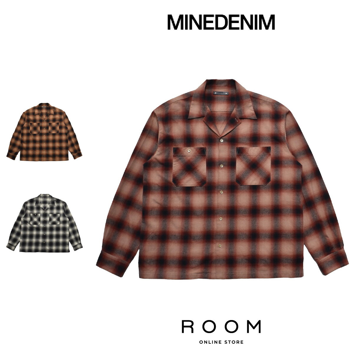 ڸ谷 ޥǥ˥ MINEDENIM C.Flannel Ombre Open Collar SH 2509-5004 Ĺµ ǥ...