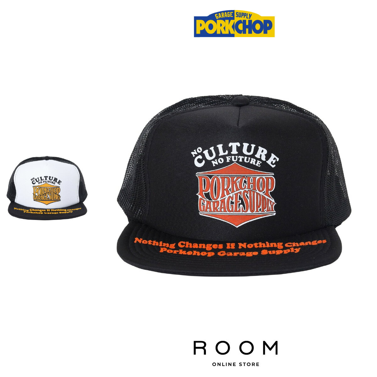 【正規代理店】 ポークチョップガレージサプライ PORKCHOPGARAGESUPPLY WAVE LOGO MESH CAP キャップ ..