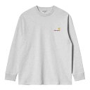 【公式・正規取扱】カーハート WIP CARHARTT WIP L/S AMERICAN SCRIPT T-SHIRT Ash Heather I029955-23AW XS-XXS アメリカンスクリプト ロンT Tシャツ ストリート ブランド メンズ レディース …