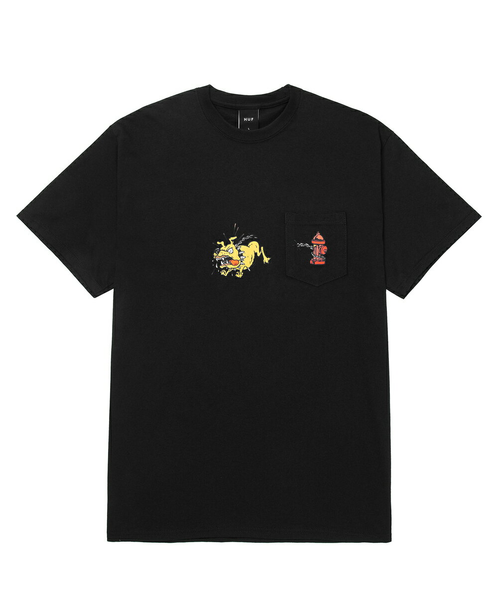 50％OFFHUF ハフ JUNKYARD DOG POCKET TEE TS02010SU23 BLACK 半袖 ストリート ブランド メンズ レディース ユニセックス 送料無料