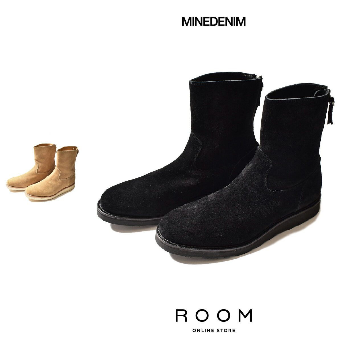  マインデニム MINEDENIM Suede Leather Back Zip Boots MGK-003 ブーツ 送料無料