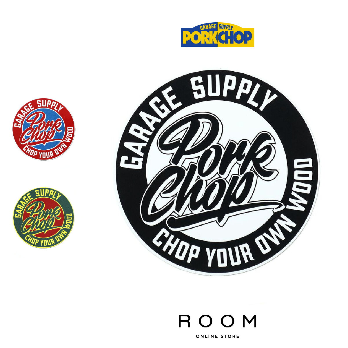 ポークチョップガレージサプライ PORKCHOP GARAGE SUPPLY CIRCLE SCRIPT STICKER ステッカー