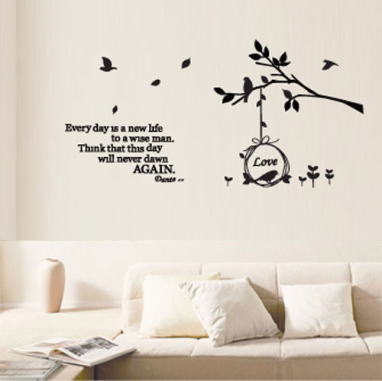 ウォールステッカー インテリアシール モノトーン おしゃれ 壁紙 鳥 トイレ 北欧 花 鳥 木 壁紙 転写 NEW LIFE TREE wallsticker ニューライフツリー ウオールステッカー 子供部屋 カフェ