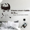 ウォールステッカー オードリーヘップバーン モノトーン audrey hepburn wall sticker おしゃれ 窓 インテリア インテリアシール　ハリウッド 映画 スター ヘップバーン オードリー インテリア デコシール 壁シール 転写