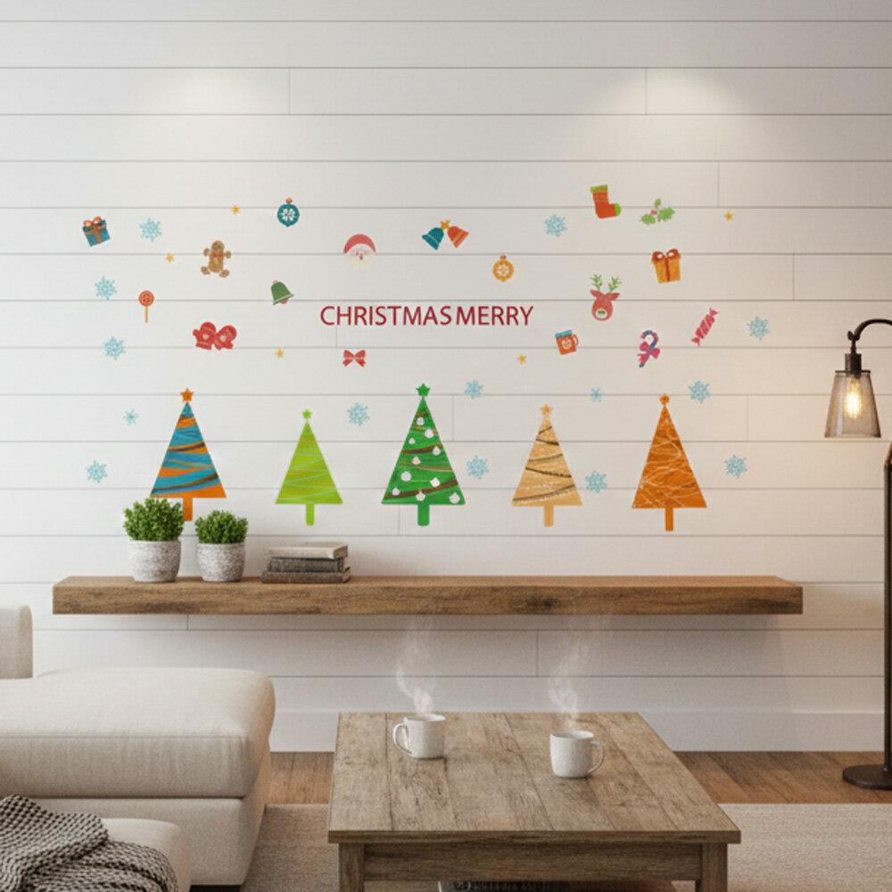 ウォールステッカー クリスマス ツリー 飾り付け 北欧 シール 壁 窓 おしゃれ かわいい デコレーション 特大 大きい パーティー 飾り付け 冬 インテリア 装飾 Dタイプ 「カラーポップ」