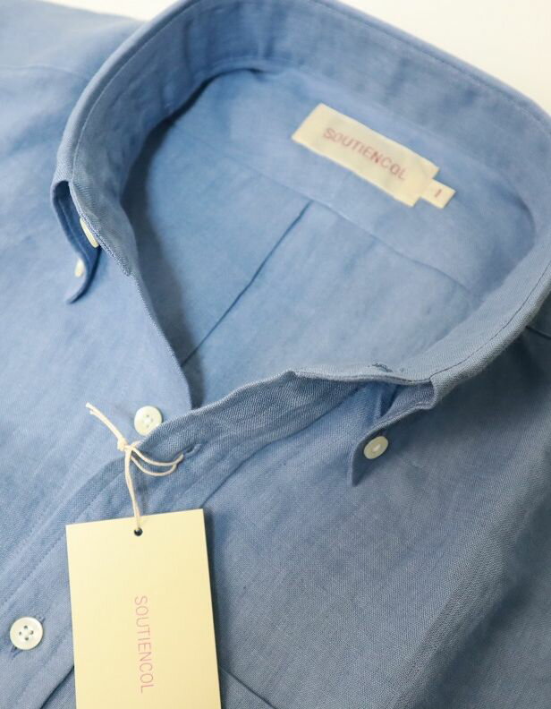 2024春夏 SOUTIENCOL スティアンコル Re-IVY LEAGUE Linen 100 B/D Shirts M,Blue メンズ