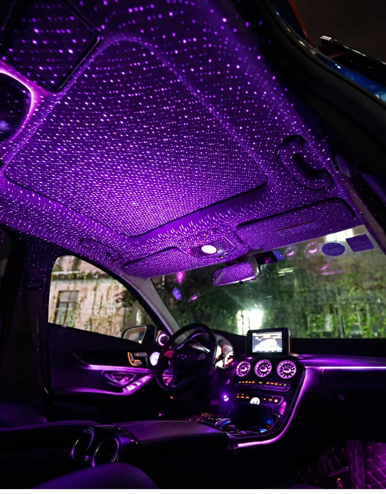 【車内雰囲気ランプ】車用 イルミネーション 車内 LED 雰囲気 ライト ブルー　レッド LEDイルミネーション 星空ランプ USB式ライト 取付簡単 高輝度 車内装飾用 パーティー クリスマス 誕生日 カラオケ 汎用