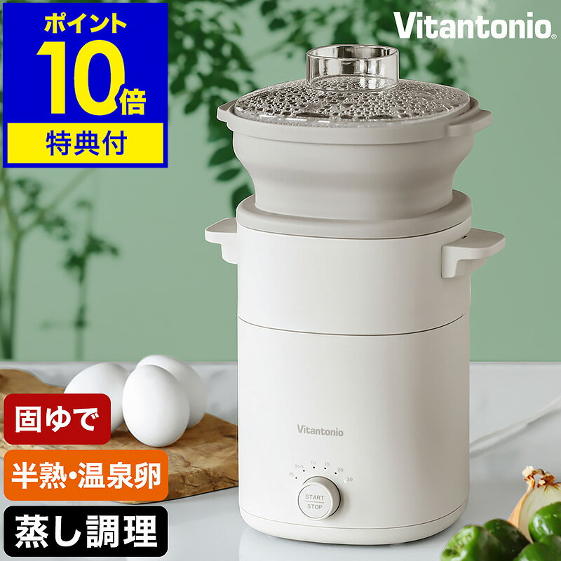 【選べる特典付き】ビタントニオ スチーマー 蒸し器 スチームクッカー せいろ 電気蒸し器 小型 電気スチーマー タイマー ゆで卵 温泉卵 茶碗蒸し 簡単 蒸し料理 温野菜 ヘルシー 時短調理 ゆで卵メーカー コンパクト VFS-20-I［ Vitantonio フードスチーマー 2段式 ］