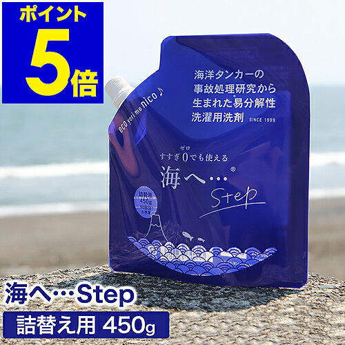 海へ 詰め替え 洗剤 詰替用 詰替え用 がんこ本舗 つめかえ用 step ステップ 洗濯 洗濯用 中性洗剤 柔軟剤不要 エコ洗剤 部屋干し 洗濯洗剤 赤ちゃん用 ベビー用 思いやり洗剤［ 洗濯洗剤 海へ…Step 詰替えパック 450g ］