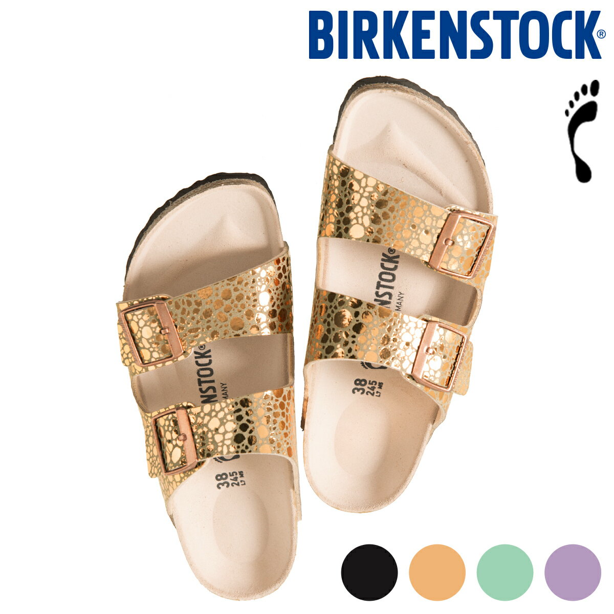 ビルケンシュトック サンダル アリゾナ BIRKENSTOCK 正規販売店 メタリックストーンズ レディース GC1008872 GC1006685 GC1012916 GC1012914 ナロー 幅狭 コーデ 人気 歩きやすい おしゃれ プレゼント【送料無料】［ BIRKENSTOCK ARIZONA METALLIC STONES ナロー ］のサムネイル