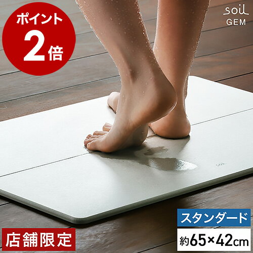 soil 　珪藻土　 珪藻土バスマット アスベスト不使用 soil ソイル お風呂 バスマット 洗面所 マット 珪藻土 国産 幅65cm 日本製 スタンダード 速乾バスマット ジェム 珪藻土マット ひる石 大判 吸水 足ふきマット ワイド 速乾【送料無料】［ soil GEM バスマット standard ］