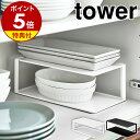 特典付き［ 長皿収納ラック2段 タワー ］山崎実業 tower 食器 収納 食器棚 食器収納 2段 長皿 食器ラック 皿立て 長角皿 ディッシュラック 魚皿 グラタン皿 和食器 皿スタンド キッチン収納 おしゃれ モノトーン yamazaki ホワイト ブラック 5641 5642【送料無料】 公式