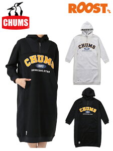 CHUMS チャムス マイトンチャムスカレッジハーフジップフーデッドドレス ワンピース スウェット Myton CHUMS College Half Zip Hooded Dress 2023秋冬 日本正規品 レディース CH18-1269 カレッジ ロゴ