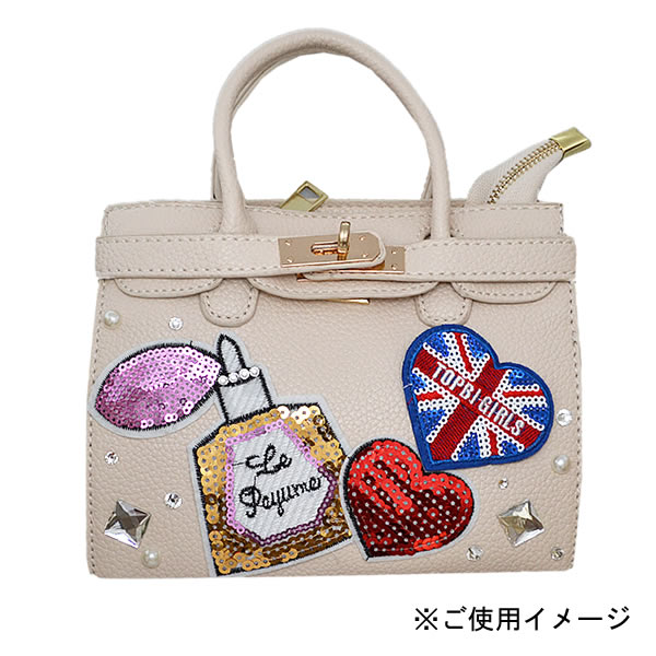 ワッペン スパンコール アイロン接着 縦5.5cm×横6.2cm ハート アイロンワッペン 人気 デコ ダンス 入園 入学 アップリケ あっぷりけ wappen