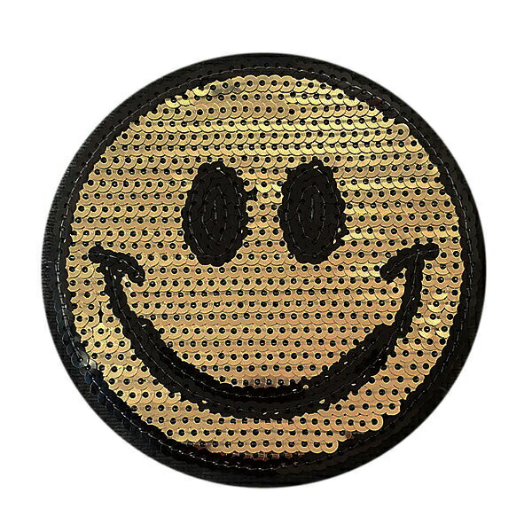 2枚セット ワッペン スパンコールワッペン アイロン接着 Lサイズ サングラス × スマイル smile にこちゃん ニコちゃん めがね アイロンワッペン 手芸 雑貨 かわいい デコ ダンス 入園 入学 WAPPEN wappen アップリケ【メール便可】 3