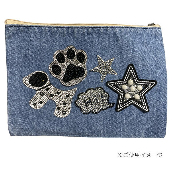 肉球 ワッペン ストーン アイロン接着 縦5.5cm×横6cm 足跡 足型 動物 キラキラ ク...