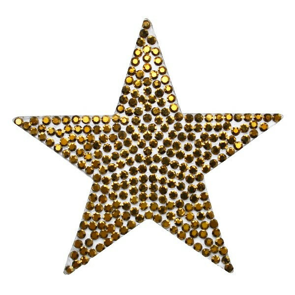 【20%OFFクーポン14日20時〜】スター 星 ワッペン ストーン ワッペン クリスタル アイロン接着 縦5.7cm..