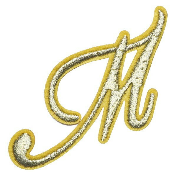 【20%OFFクーポン14日20時〜】ワッペン 刺繍 アイロン接着 縦6cm×横5.8cm イニシャル M アルファベット..