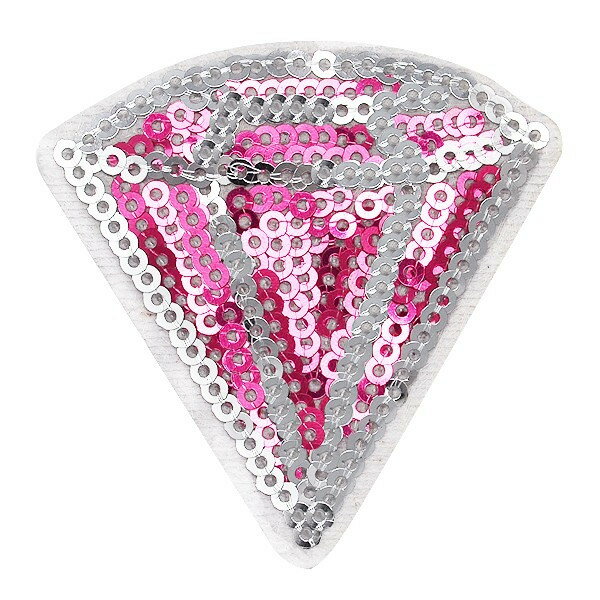 【楽天ランキング受賞】 ワッペン スパンコール アイロン接着 縦5.4cm×横5.4cm ピンク ダイヤモンド キ..