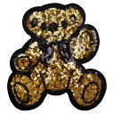【楽天ランキング1位獲得】 ワッペン 動物 大きい ビッグ スパンコール アイロン接着 縦14.4cm×横13.5cm くま クマ アイロンワッペン デコ ダンス 入園 入学 アップリケ あっぷりけ wappen