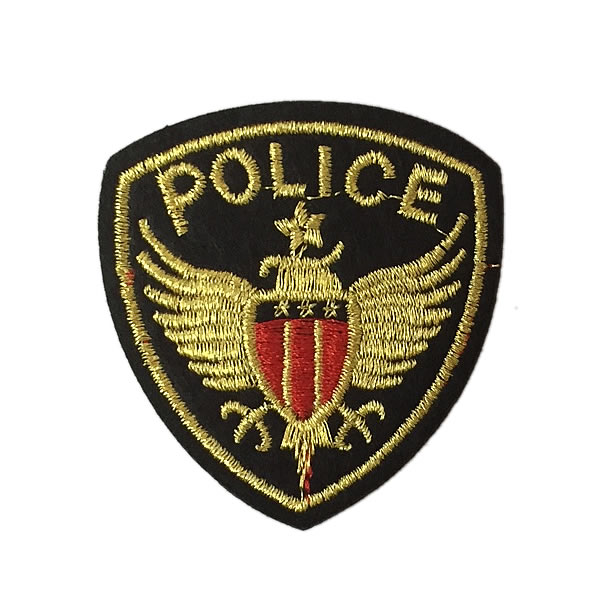 ワッペン 刺繍 アイロン接着 縦5.8cm×横5.5cm POLICE アメリカンポリス エンブレム アイロンワッペン 手芸 入園 入学 わっぺん アップリケ あっぷりけ wappen