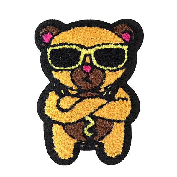 【20%クーポン4日20時〜】ワッペン 刺繍 アイロン接着 縦12cm×横9cm サングラス クマ くま 動物 アイロ..