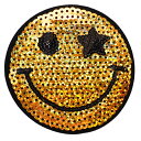 【楽天ランキング1位獲得】 ワッペン スパンコール アイロン接着 縦8cm×横8cm スマイル smile にこちゃん ニコちゃん アイロンワッペン デコ ダンス 入園 入学 アップリケ あっぷりけ wappen