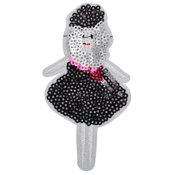 樂天商城 - ワッペン スパンコール アイロン接着 縦10.1cm×横5.3cm ガール 女の子 アイロンワッペン 人気 カワイイ ガーリー デコ ダンス 入園 入学 アップリケ あっぷりけ wappen