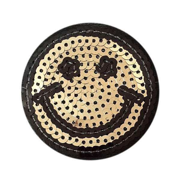 樂天商城 - ワッペン スパンコール アイロン接着 縦5.9cm×横5.9cm Sサイズ スマイル smile にこちゃん ニコちゃん アイロンワッペン かわいい デコ ダンス 入園 入学 アップリケ あっぷりけ wappen