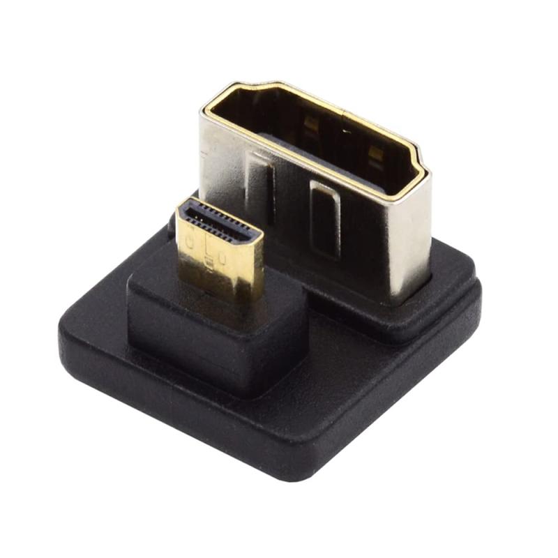 cablecc Type-D Micro HDMI 1.4オス→HDMIメスポートセーバー 反対U字型バック 360度アップアングル延長アダプターコンバーター