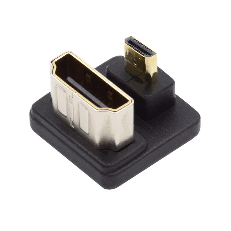 cablecc Type-D Micro HDMI 1.4オス→HDMIメスポートセーバー 反対U字型バック 360度ダウンアングル延長アダプターコンバーター