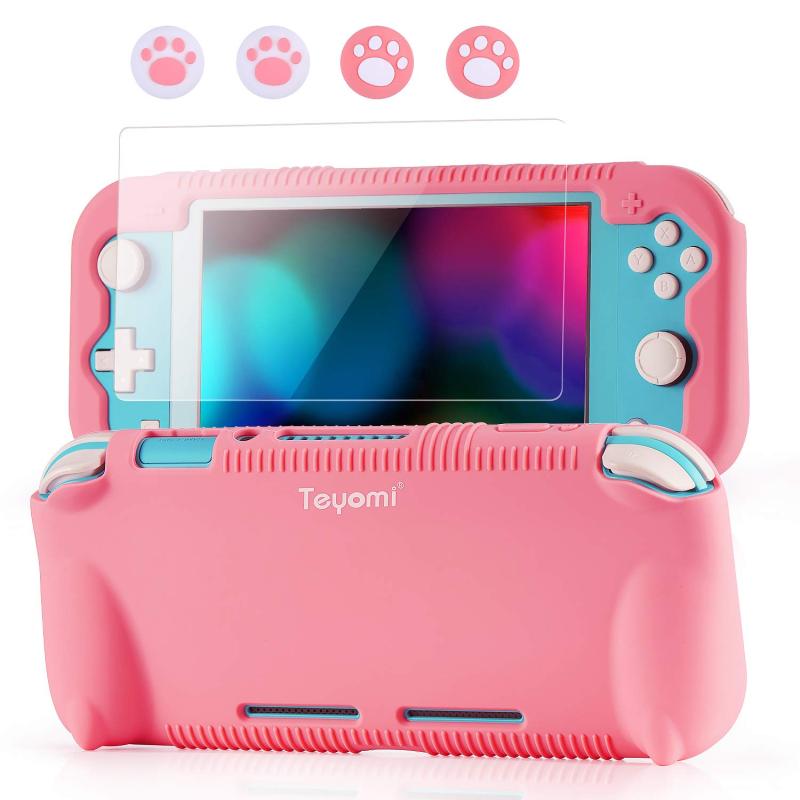 Teyomi ケース Nintendo Switch Lite 2019用 強化ガラススクリーンプロテクター付き 親指グリップ4個