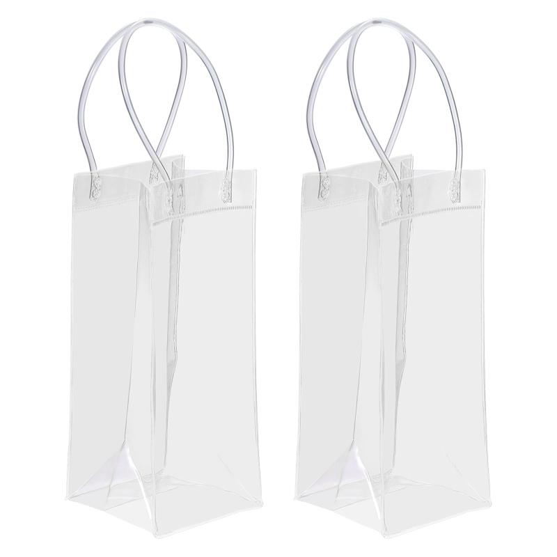 PATIKIL アイスワインバッグ ポータブル 折りたたみ式 クリアワインポーチ クーラー クリア PVC ギフトバッグ ハンドル付き シャンパン用 root-house-10210951 RoothouseStore パッケージ画像