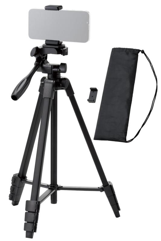 エレコム スマホ カメラ 三脚 3段階伸縮 最大長さ147cm 収納40cm 360度回転 スマホホルダー付き 収納ケース付き 持ち運び 【 iPhone Android カメラ など対応】 ブラック P-STSRSLSBK-AZ