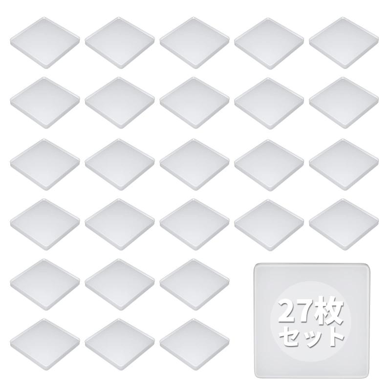 耐震ジェル Ninonly 耐震マット 27枚入り 粘着マット 震度7まで対応 テレビ 家具 滑り止め 転倒防止 水洗い可能 静音マット 振動吸収 地震対策 防炎対策 静音ジェル 冷蔵庫 透明 クリア 4X4X0.5 CM