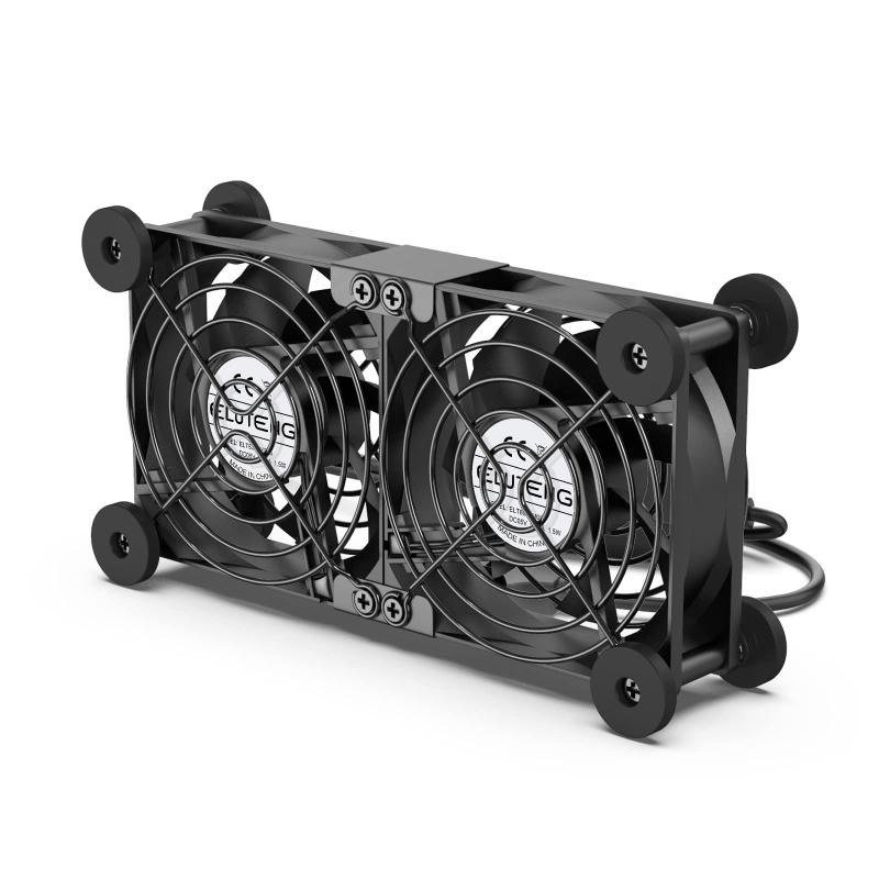 Rakuten - ELUTENG USBファン 8cm 2連 冷却ファン 緩衝パッド付き 静音 扇風機 横置き可 3段階風量調節 強力 長持ち玉軸受 冷却クーラー 薄型 送風機 長寿命 5V ダブル 2750RPM × 2 小型 PC/PS5 / PS4 / ノートパソ
